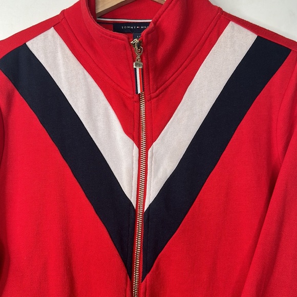 Tommy Hilfiger Chevron Striped Jacket Blazer Womens Size L Red Navy White - Picture 7 of 7